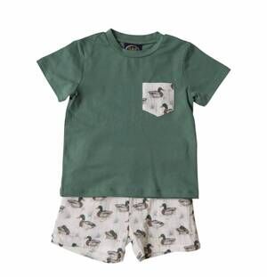 NEW EMMA JEAN kids' mallard duck short set in green multi